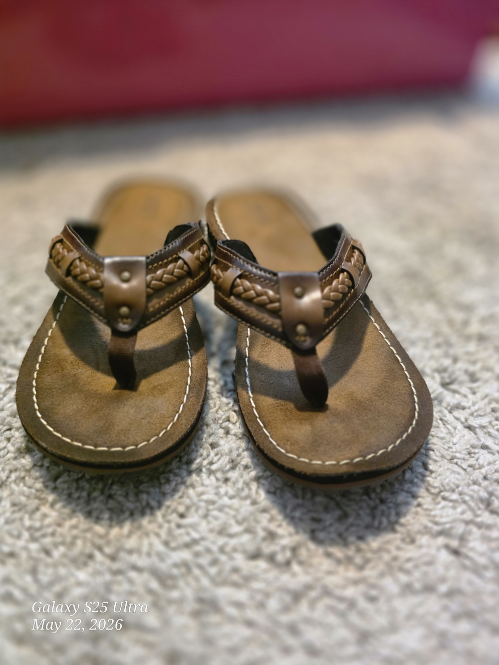 Clarks Brown Braided Leather Toe-Post Sandals